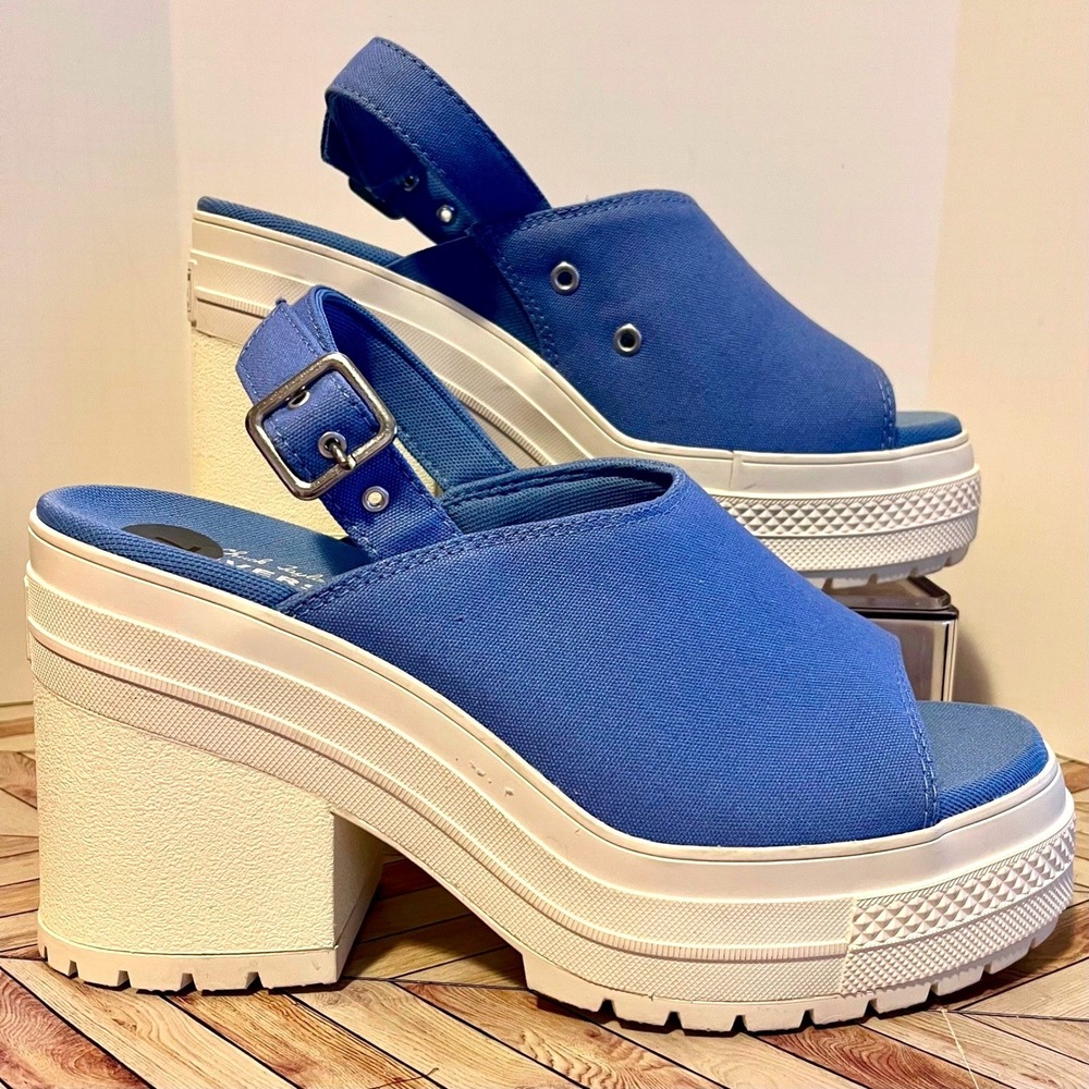 Converse Chuck 70 De Luxe Heel Platform Slingback Sandal Womens‎ 9 Open Sky Blue